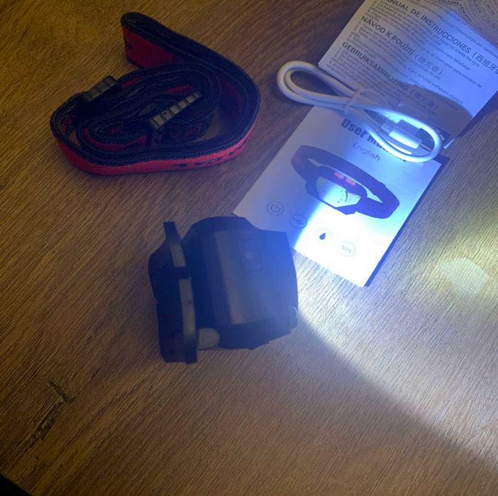 Налобный супер фонарь Hg COB LED с красным светом с датчиком движения и зарядкой Type-C