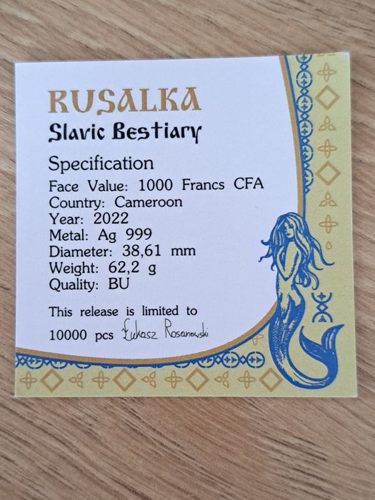 Монета серебранная Бестии Славянские "Русалка"