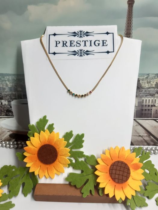 Colar em aço inoxidável com zircónia coloridas