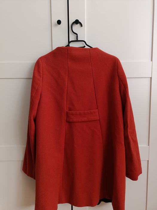 Płaszczyk płaszcz parka Zara elegancki dwurzędowy z guzikami czerwony