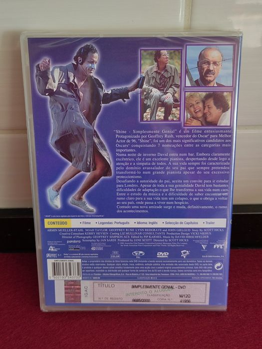 Filme DVD "Shine - Simplesmente Genial" novo e selado