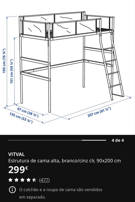 Cama Alta - Vitval Ikea