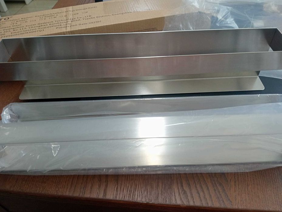 Conjunto 2 Suportes Toalhas Zunto 40cm (Novos) – Aço Inox (S/ Furos)