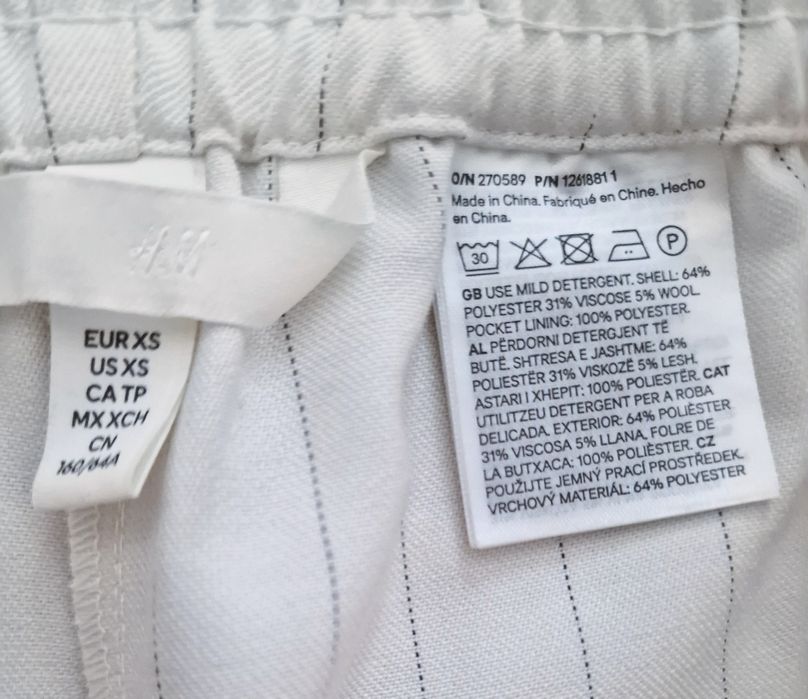 Spodnie szerokie,ecru,paski"H&M".