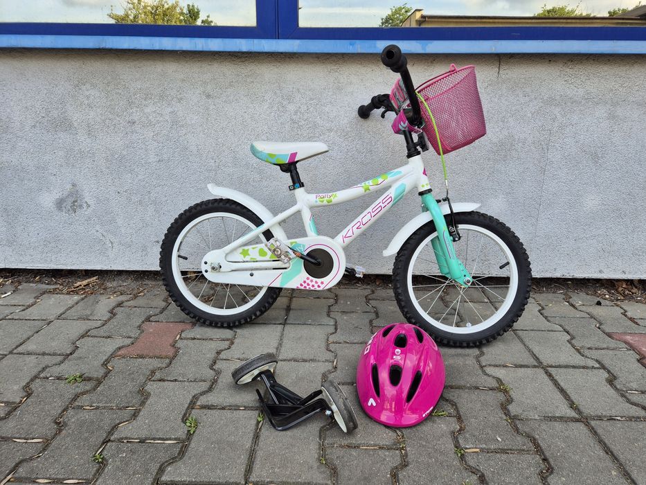 Rower Kross Polly + kółka do nauki jazdy + kask + koszyk