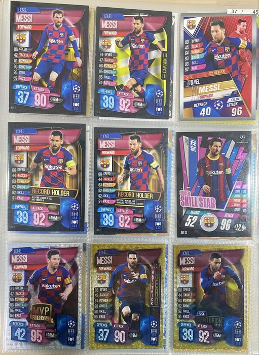 Cartas e Cromos Lionel Messi Argentina, Barcelona e Psg