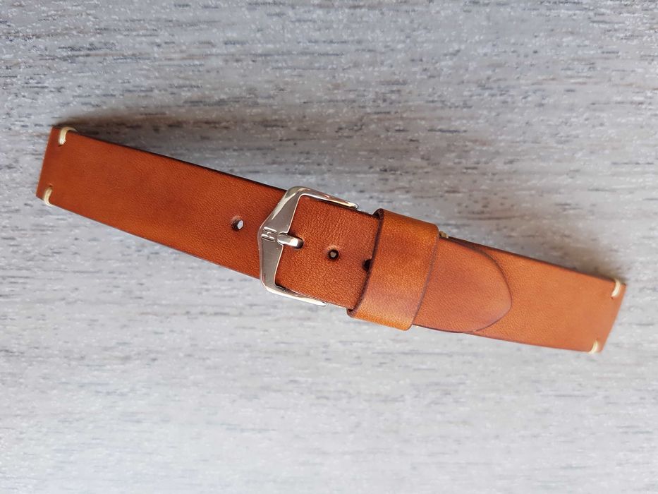 Jasnobrązowy pasek zegarka 18 mm skóra