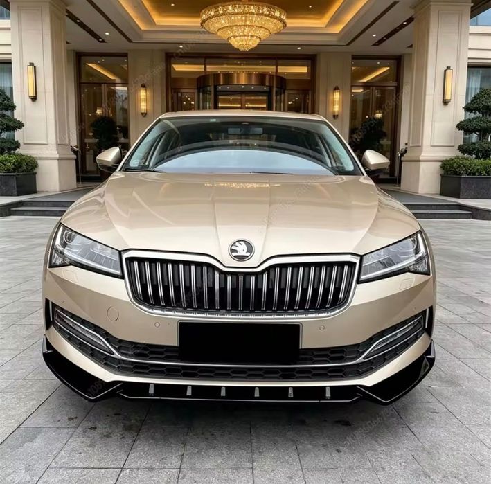 Губа Шкода Суперб Б8 Б8.5 губа на передний бампер Skoda Superb B8 юбка бампера сплитер обвес обвес