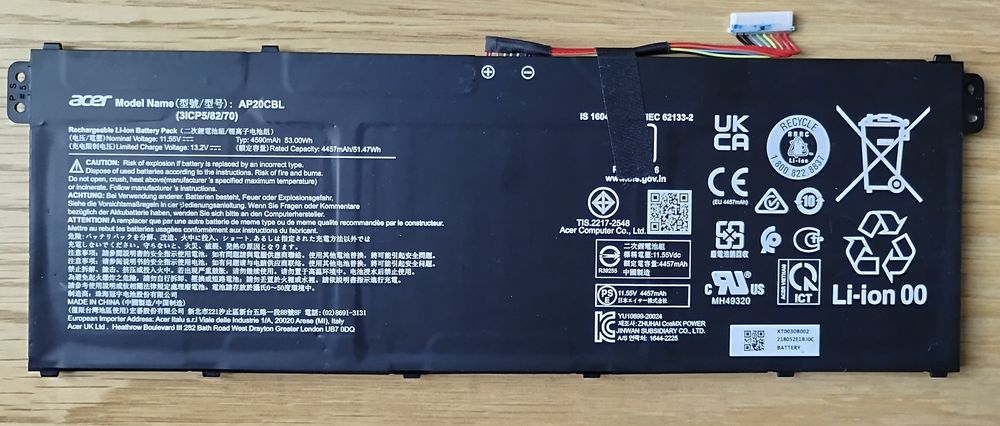 Акумулятор AP20CBL - 28 циклів, 95%