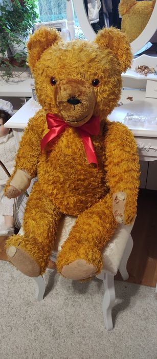 Wielki  Piękny Miś trociniak  87 cm ,bardzo stary,z Niemiec.