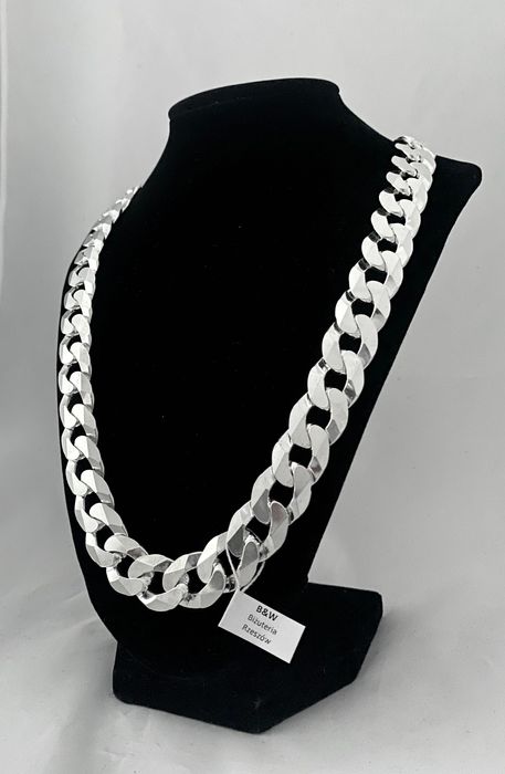 Nowy ŁAŃCUSZEK Męski SREBRNY PANCERKA 15,5 mm 60cm 925. Sklep