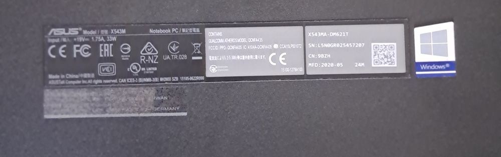Laptop Asus X543 15,6 N4000 4GB 256GB SSD Win10