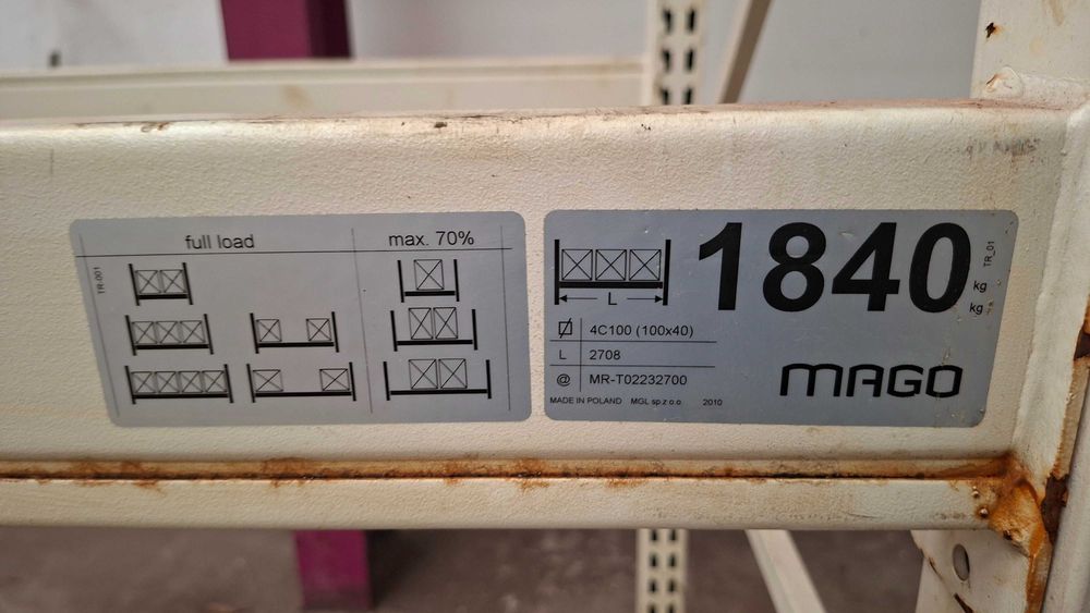 Regały magazynowe MAGO – trawersy 2700 mm i ramy 3500 × 900 mm | Komplet lub elementy