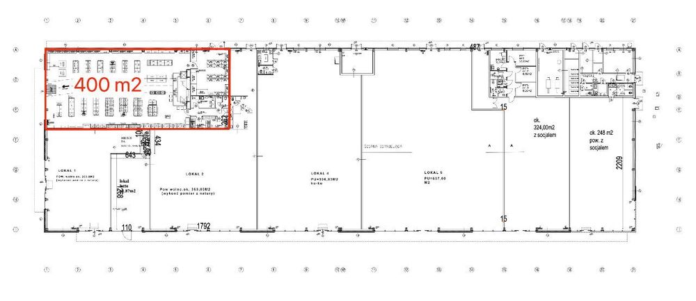Lokal handlowy 400 m2 Sokół Park wykończony