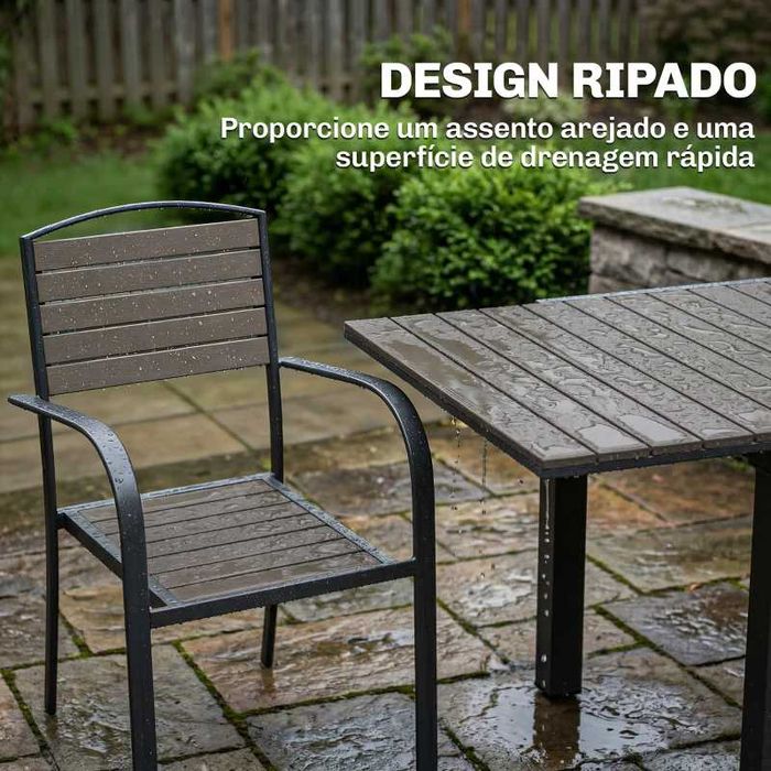 Mesa e 8 Cadeiras de Jardim com Mesa Extensível Estrutura de Alumínio