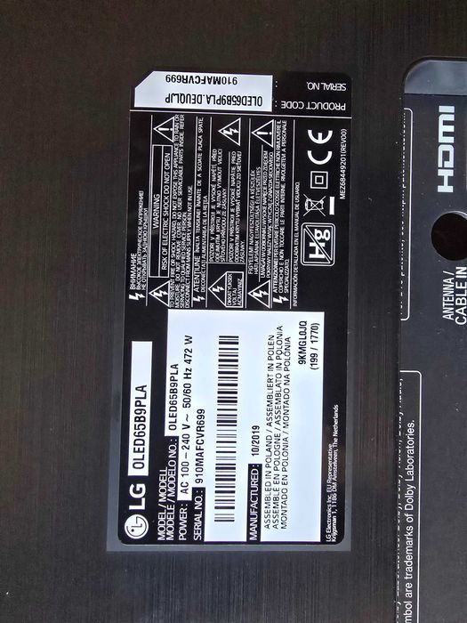 TV LG OLED65B9PLA – Ver descrição