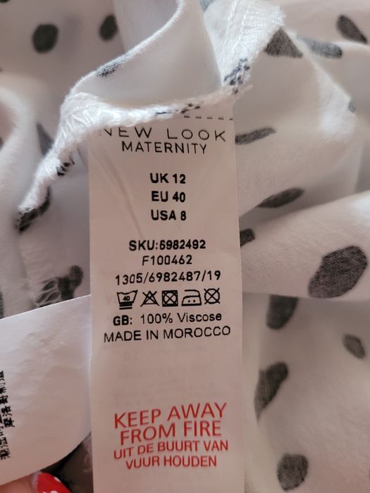 Biala długa sukienka w czarne groszki bufki midi 40 L paris Ibiza