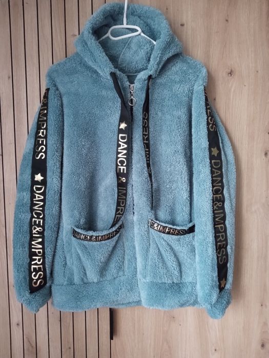 Puchowa pluszowa kurtka bluza pluszowa napisy