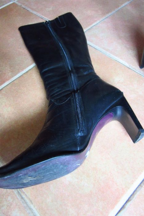 botas de senhora em pele, cano alto