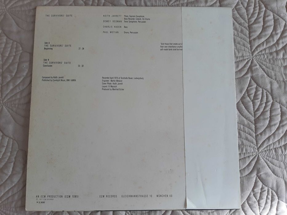 Keith Jarrett - Survivor`s Suite - Japão - Vinil LP