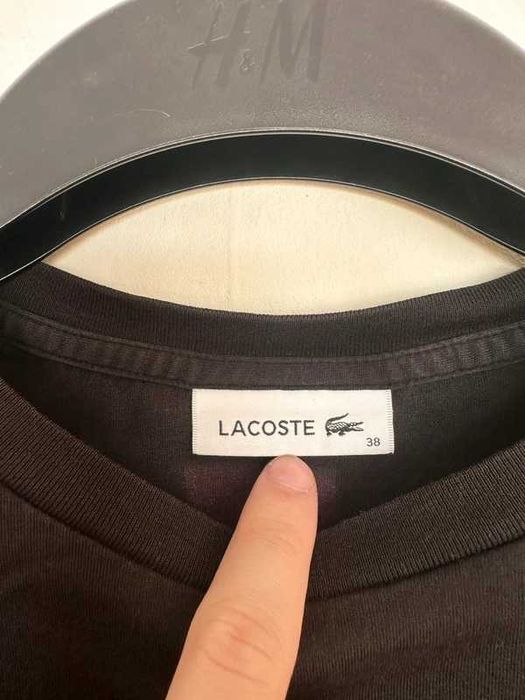 Koszulka Lacoste czarna S/M – klasyk z logo krokodylem, unisex vintage