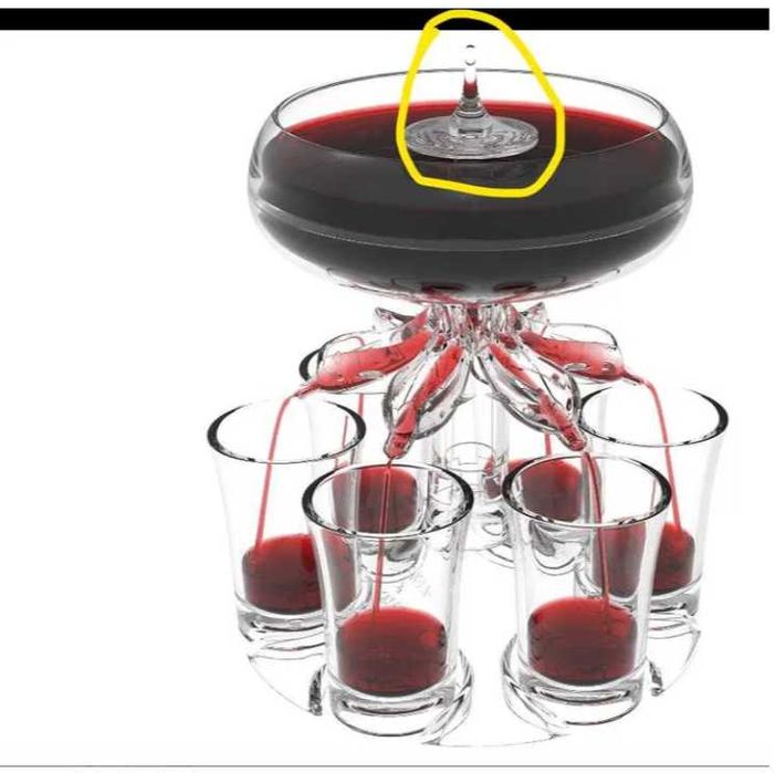 Przezroczysty dozownik i uchwyt na 6 kieliszków,