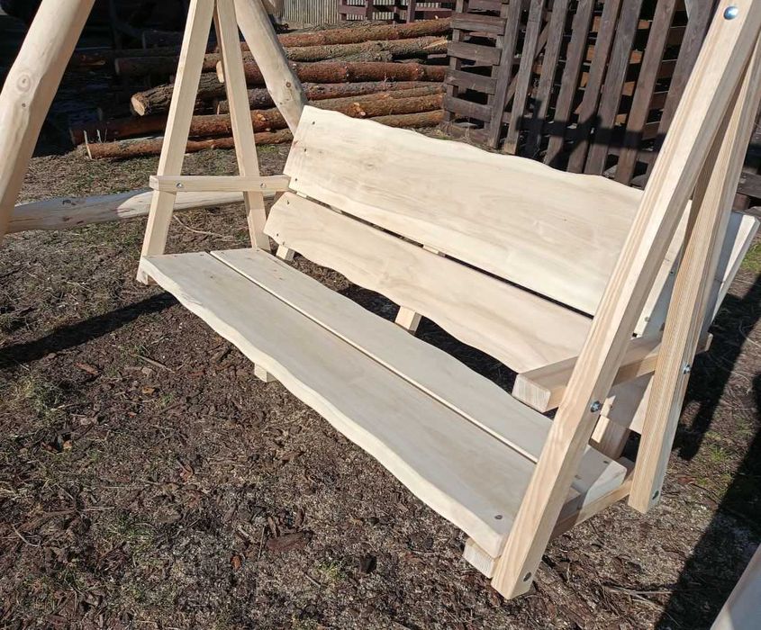 Ciężka, solidna huśtawka ogrodowa z bali, promocja !!!