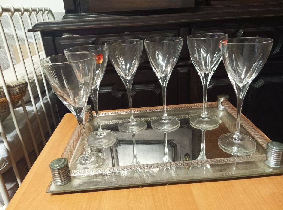 Copos de cristal de água seis copos medida 25.3cl marca rcr italiano