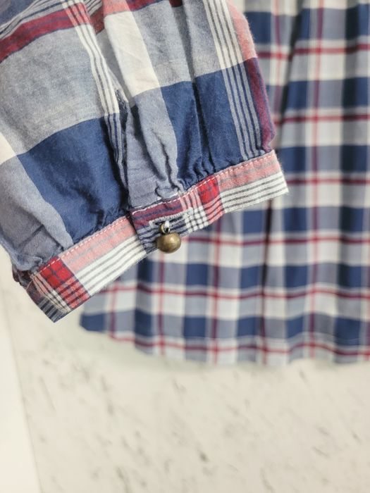 Bluzka M 38 w kratkę jedwab bawełna koszula boho guzik