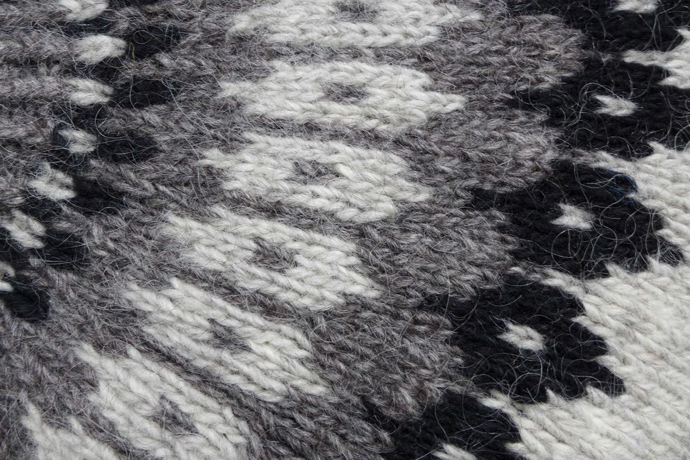 GRUBY wełniany sweter islandzki lopapeysa rękodzieło wzór norway S 36