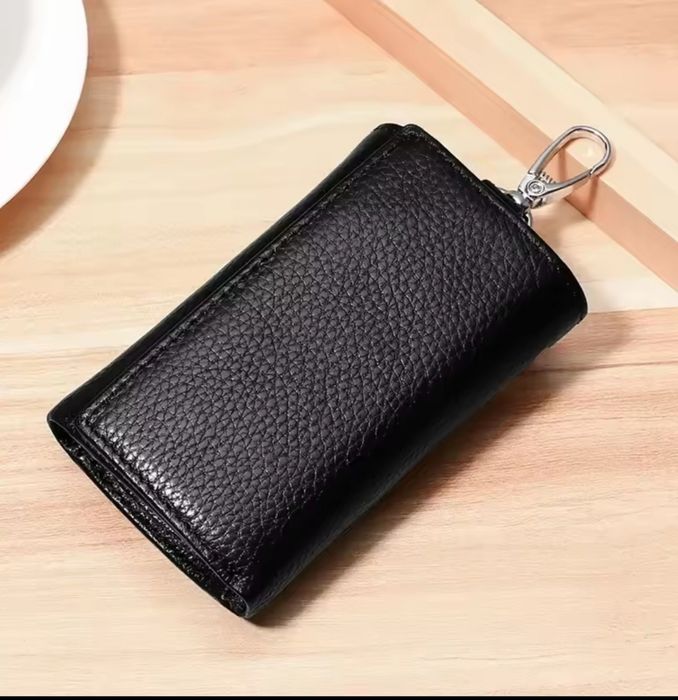 Ключница кошелек кожаная черная мужская женская для ключей