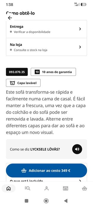 Sofá cama lycksele lovas IKEA