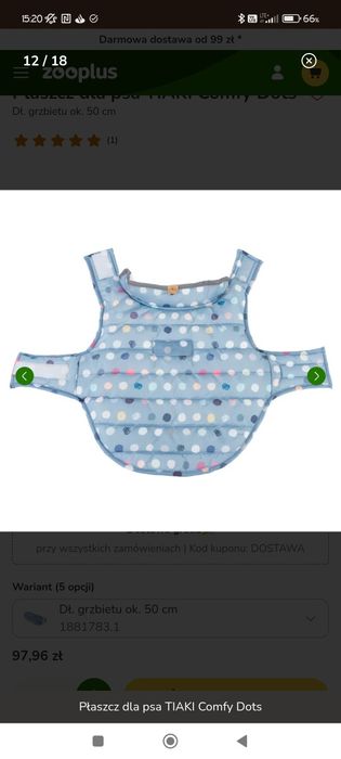 Kurtka płaszcz dla psa TIAKI Comfy Dots 56cm