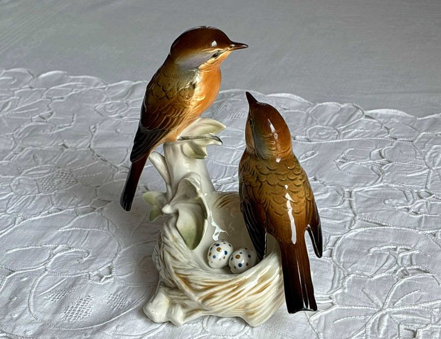 Karl Ens rzadka figurka ptaki gniazdo porcelana 7499