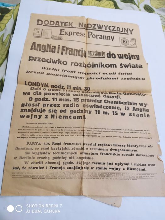 Dodatek nadzwyczajny do gazety 1939r