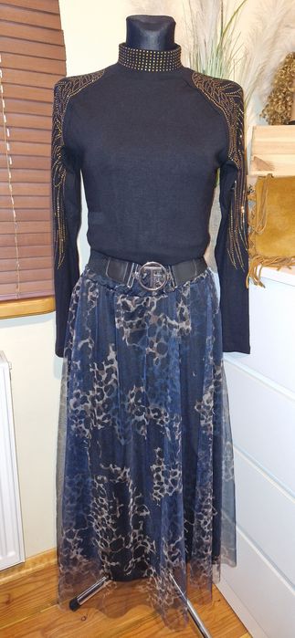 Spódnica maxi tiulowa czarno granatowa