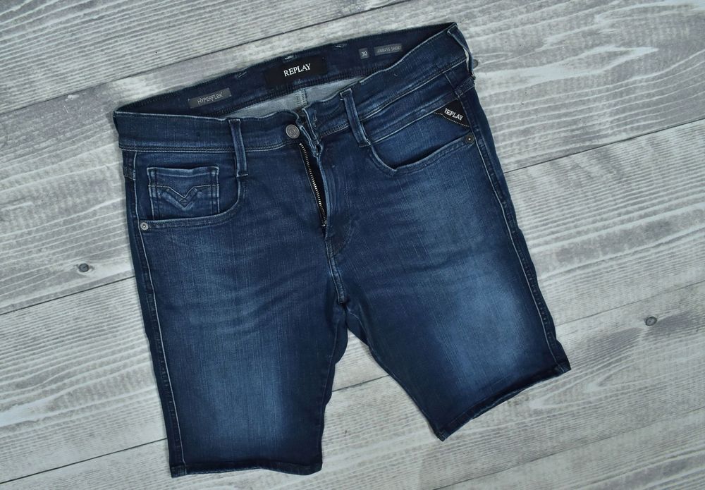 Replay Anbass Short Męskie Spodenki Jeansowe 30 Hyperxflex