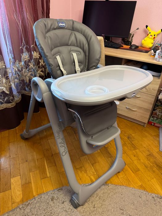 Стільчик для годування/шезлонг Chicco Polly Magic Relax сірий,як новий