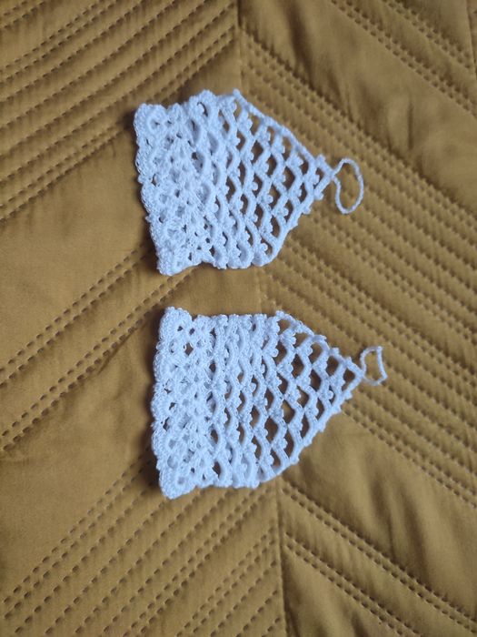 Mitenki - piękne bawełniane szydełkowe rękawiczki rozmiar S