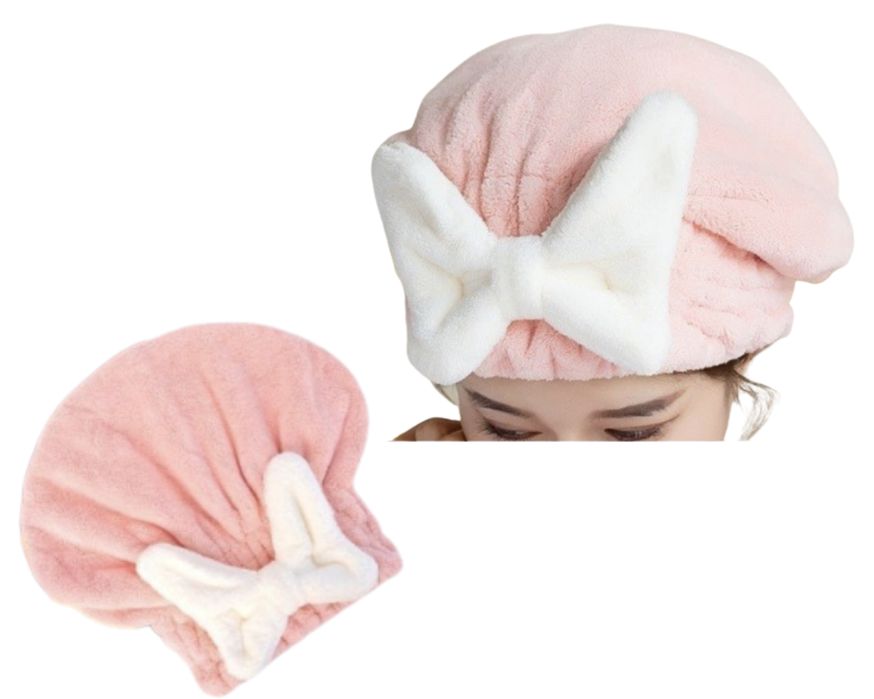 ręcznik turban na głowę do suszenia włosów z kokardą miękki