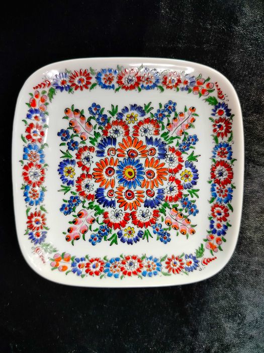 Cepelia Opole ręcznie malowany talerzyk porcelanowy kwiaty
