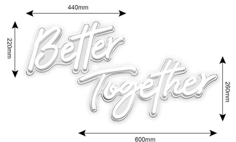 Better Together napis ledowy led ledon neon napis świecący wesele ślub