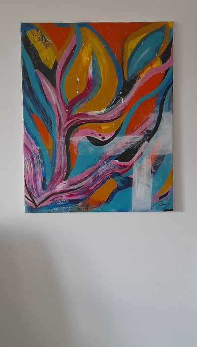 Quadro Pintura Abstrata em Tela 40x50cm