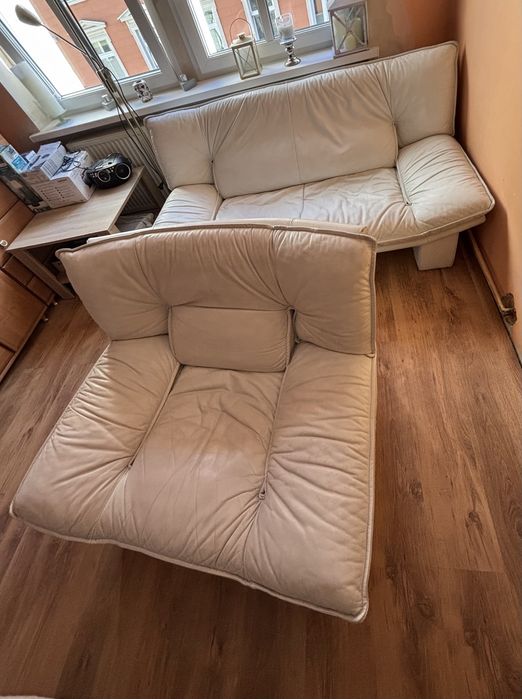 Zestaw wypoczynkowy, SKÓRA, db stan, wysoka jakość/ Sofa, fotel i inne