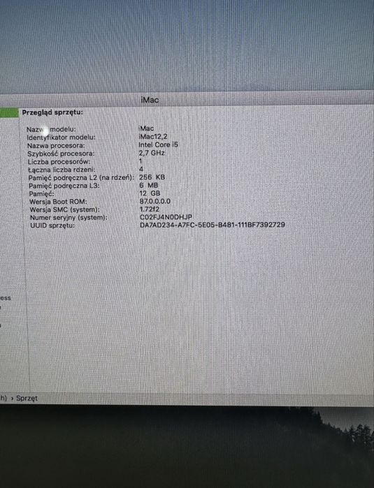 Komputer Apple imac 27 cali 2011 r., All in One 256 GB