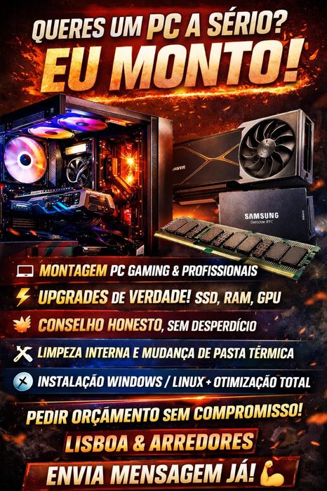 Montagem, limpeza componentes informáticos.