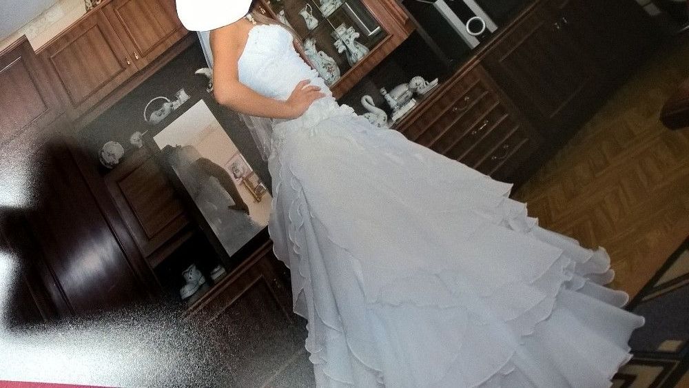 Suknia Ślubna Falbana roz 34-36 kolor biały