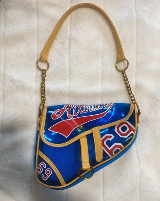 mala retro sporty transparente azul