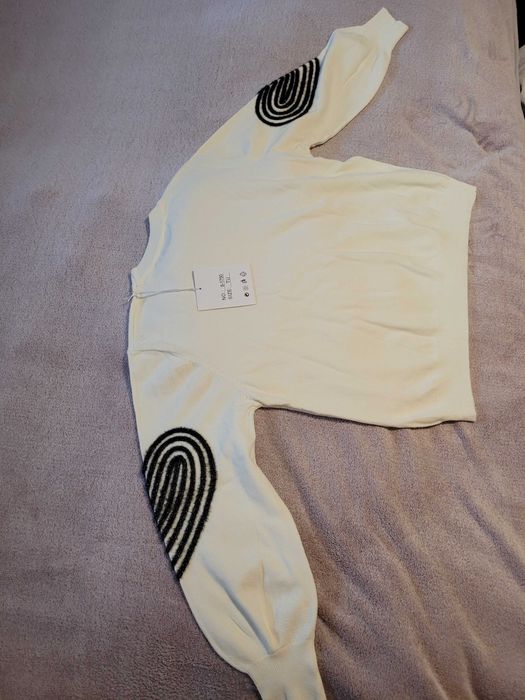 Sweterek kremowy L, bawełna, kaszmir