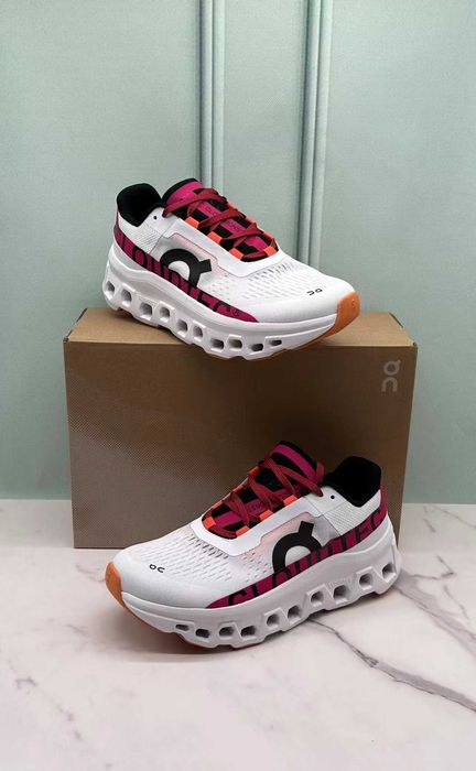 Buty do biegania On Cloudmonster dla kobiet, białe i czerwone r.39